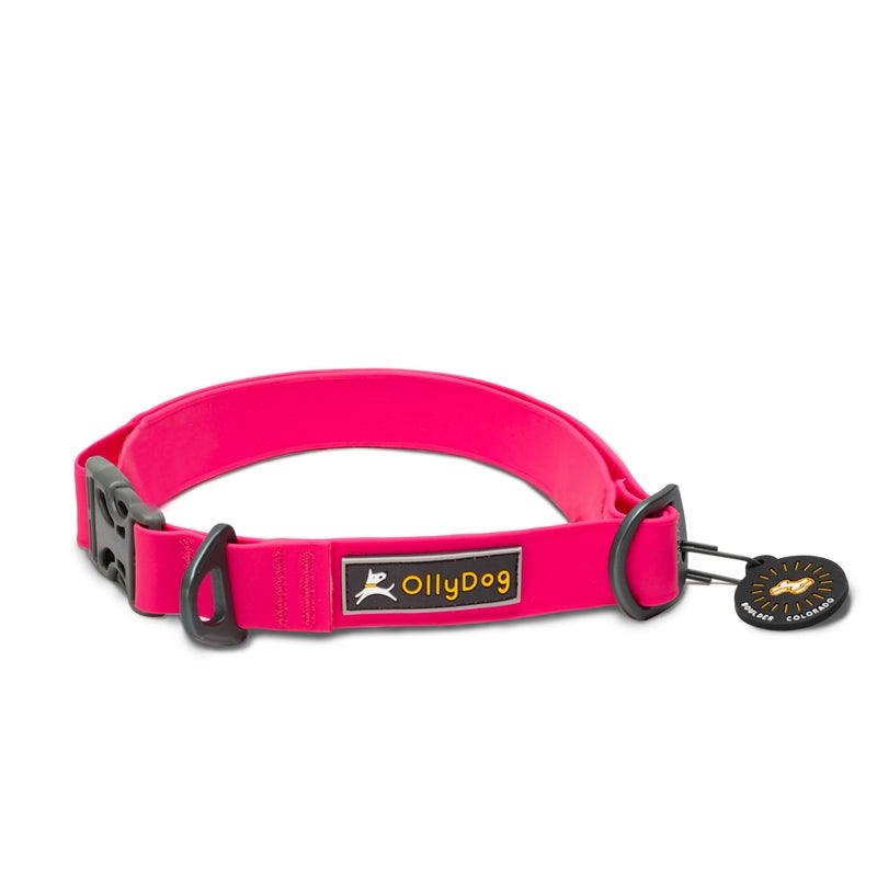OllyDog Tilden Collar, Waterproof Dog Collar with Quick Release Buckle, Coated Stink-Proof Webbing, Lightweight Collar for Large, Medium and Small Dogs (Medium, Pink) - Image 1